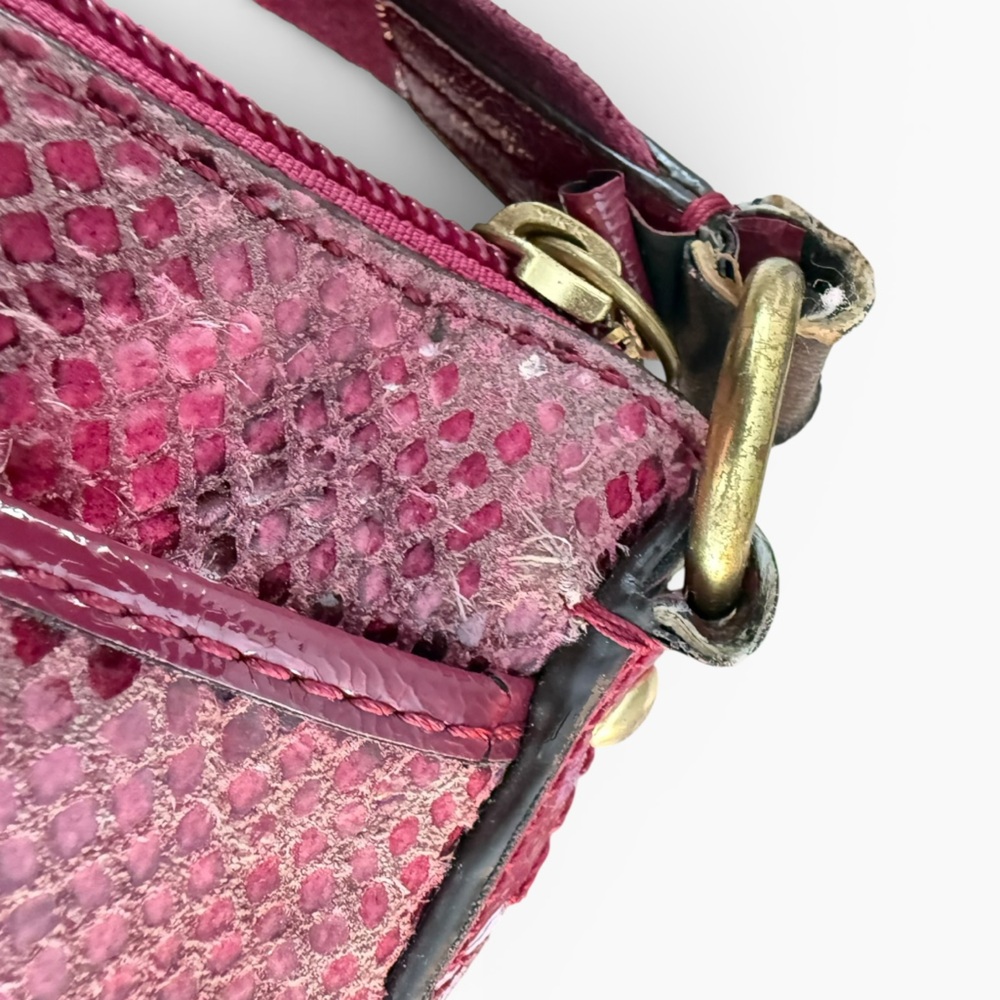 COACH Raspberry Python Embossed Leather Crossbody Messenger Bag Purse - Picture 7 of 13